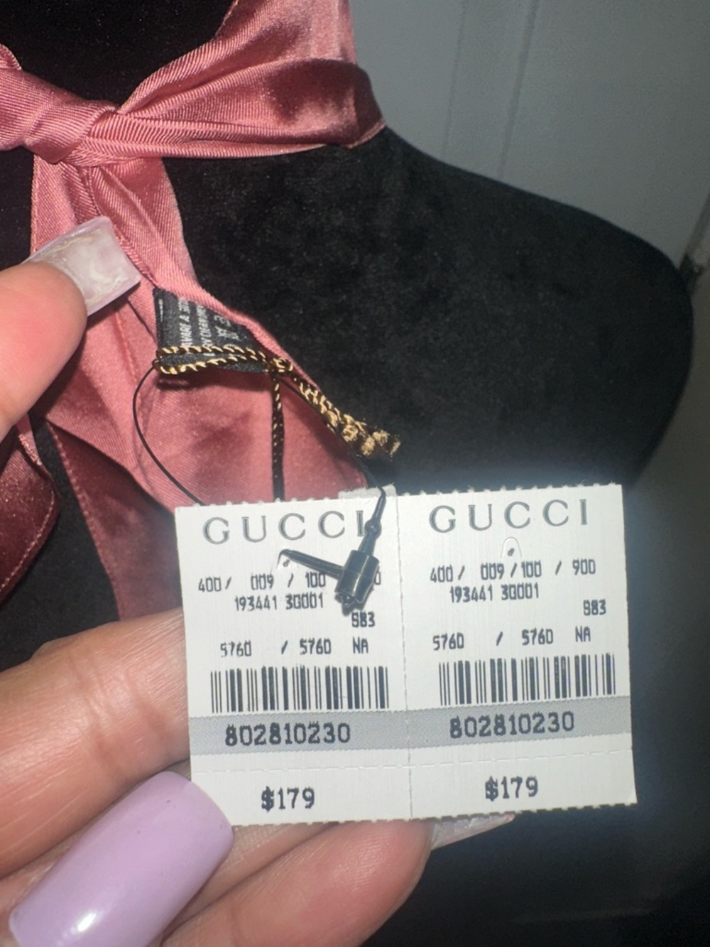 GUCCI Silk Scarf Style Rose Pink Floral Halter - Picture 4 of 4